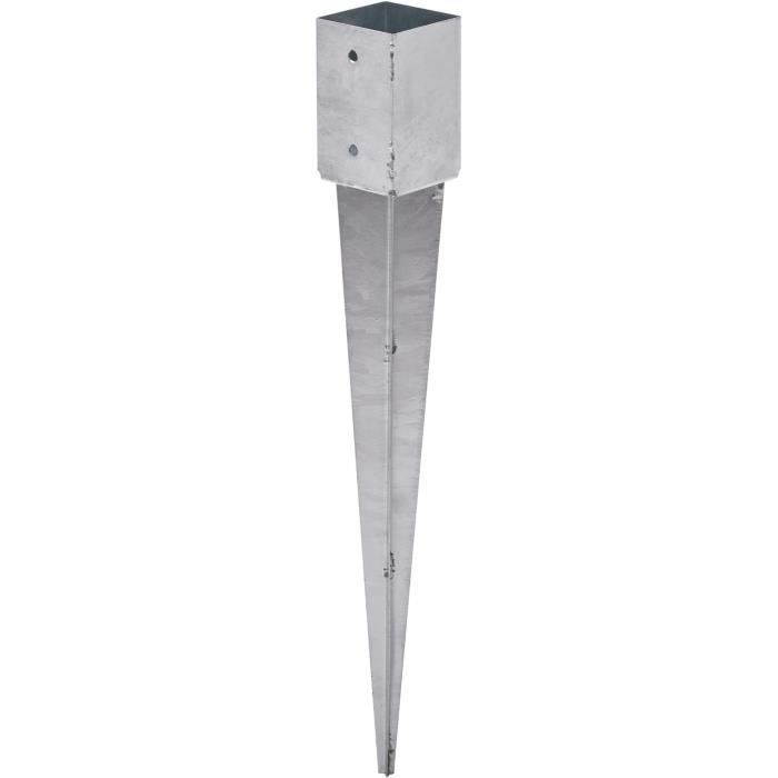 Support de poteau - Douille de sol - 91 x 91 mm - Longueur : 900 mm - Galvanisé à chaud - Pour poteaux en bois carrés, douille de so