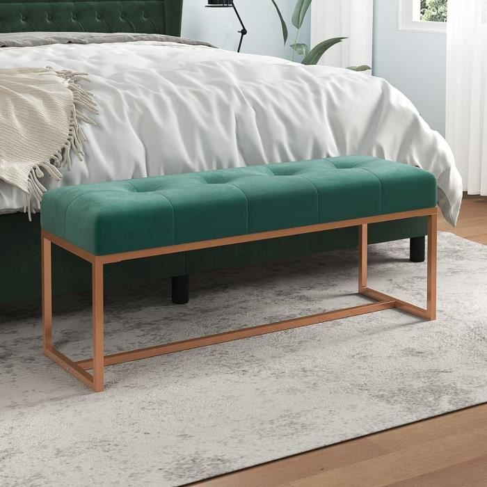"top" banc coffre jili - design relax - banc salon vert foncé 110x36x45 cm velours,10,05 kg