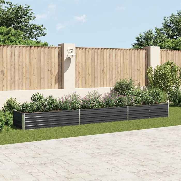vidaXL Lit surélevé de jardin Acier galvanisé 480x80x45 cm Anthracite 47067