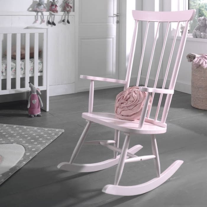 vipack - chaise à bascule rocky bois rose