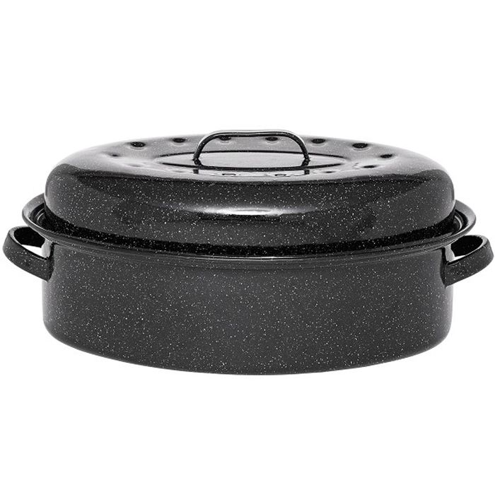 Graniteware grille ROASTER Cocotte ovale en acier carbon 38x26cm 0508+2006