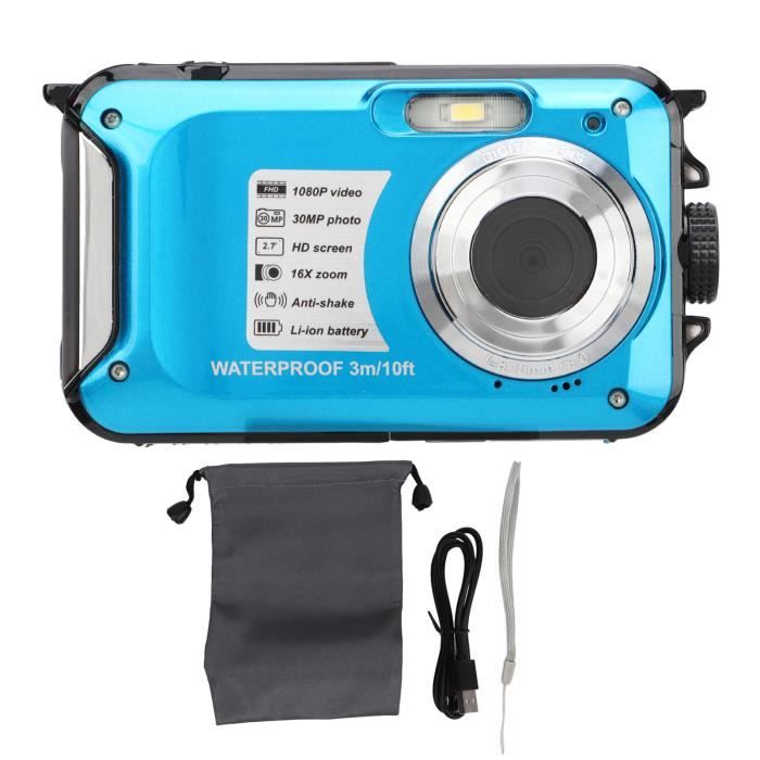 Appareil Photo Numérique étanche 4K 65MP - 33 Pieds (10m), Double écran, Wi-Fi, FHD, Idéal Selfie Et Plongée