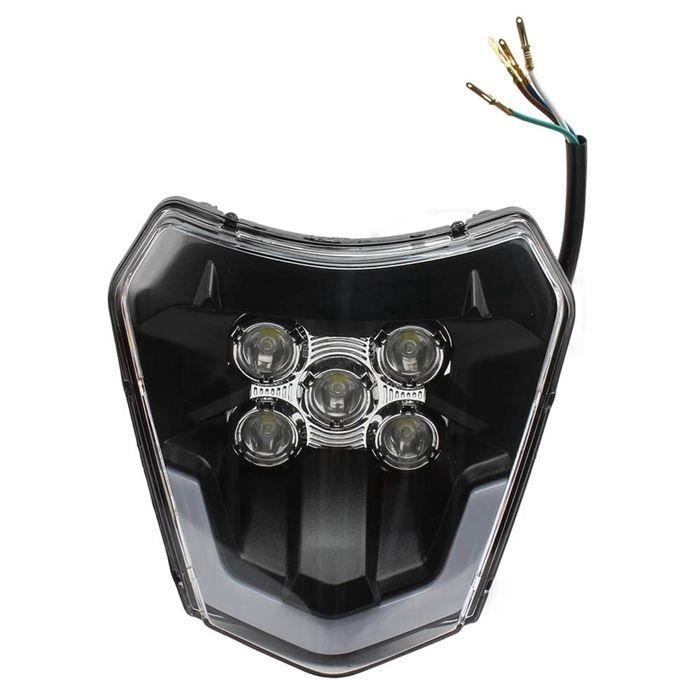 Phare LED E8 Pour Moto Cross KTM Honda Etc. - DRL, Faisceaux Haut/ Bas, Homologué