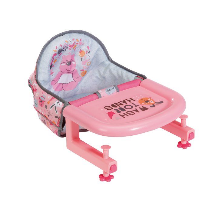 Chaise haute pour poupon - BABY BORN - Se fixe sur la table - Jouet dimitation - Rose - Dès 3 ans