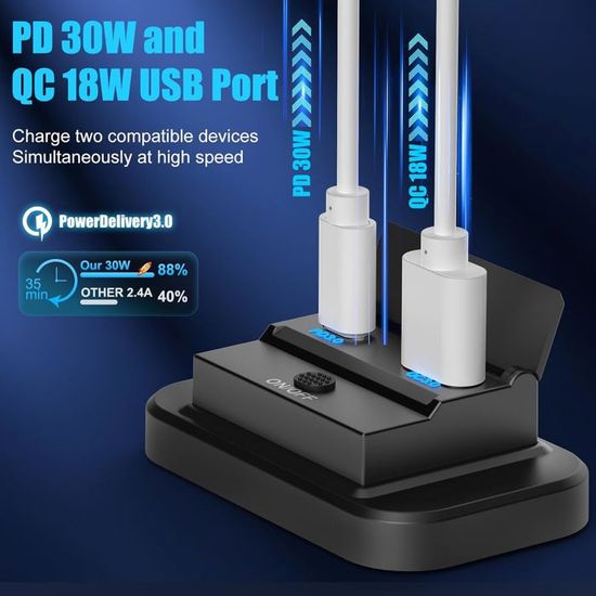 Usb Moto Chargeur Rapide USB C Voiture 12V / 24V QC 3.0 64W Double Prise Chargeur USB U00c9tanche Avec LED Voltmu00e8tre Pour Voiture Aarine Moto Bateau Caravane,TRIMEC Prise Usb Encastrable