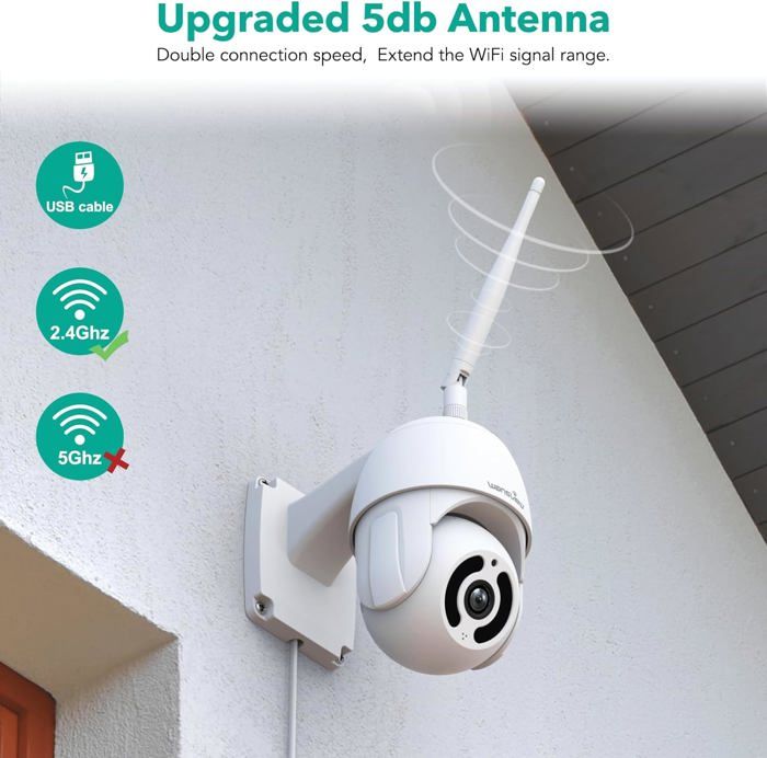 Caméra De Surveillance Extérieure Pan-Tilt, 1080P Caméra Ip Wifi