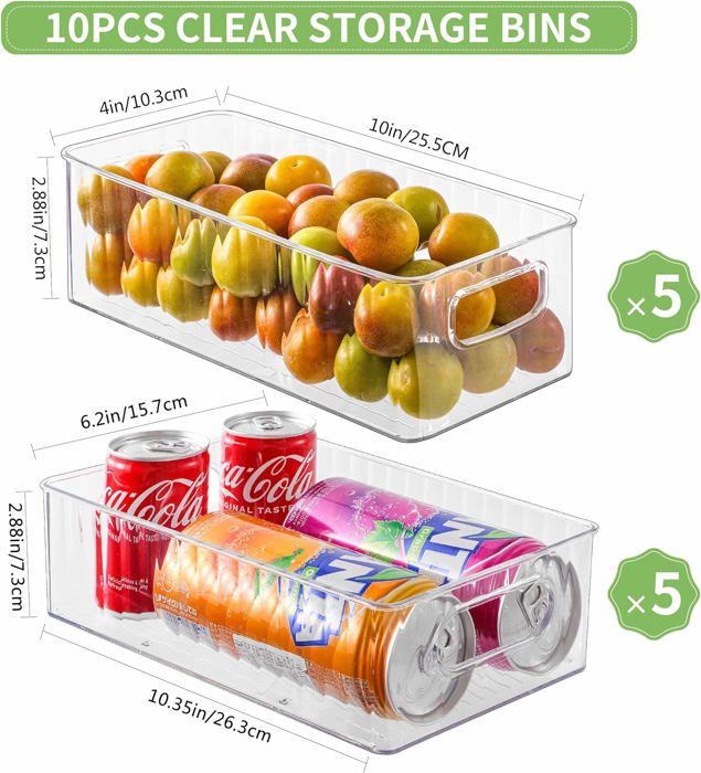 Lot De 4 Rangement Frigo Transparent Empilable Pliable - Organisateurs Cuisine Sans BPA, Boîtes Pratiques