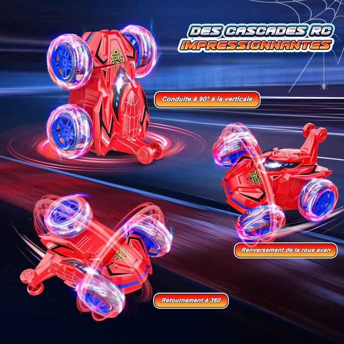 Braxel Voiture Télécommandée Araignée RC Rotative 360° - Jouet Enfant 3-9 Ans