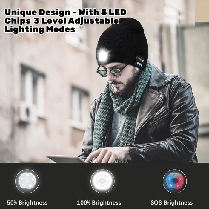 ATNKE LED Bonnet Lampe Frontale,USB Rechargeable Chapeau de Course Ultra Lumineux 4 LED Étanche Lumière Hiver Chaud Phare Cadeaux pour Hommes et Femmes/ArmyGreen
