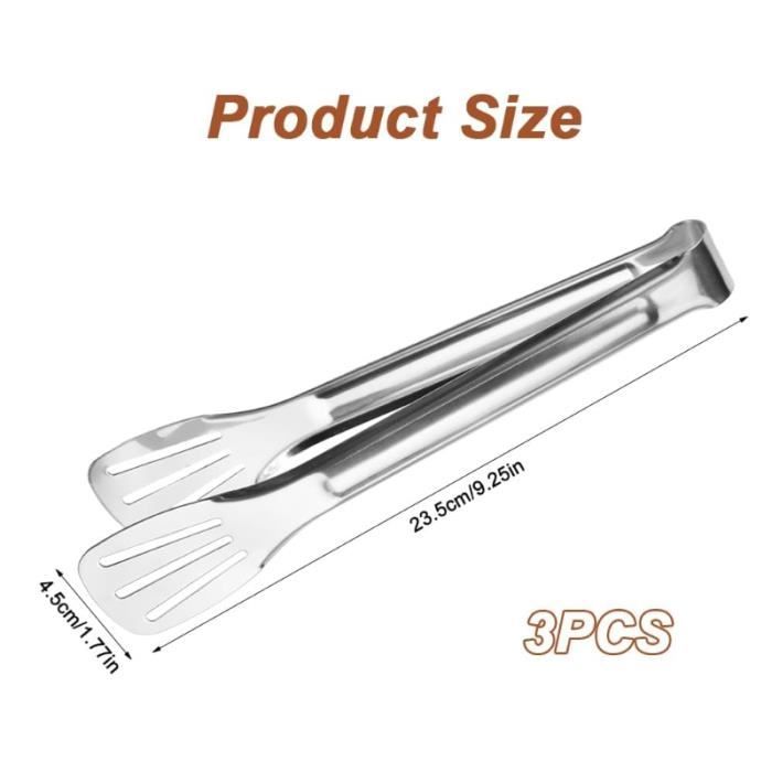Lot De 3 Pinces De Cuisine En Inox - 20, 25 Et 30 Cm Pour Grill, Pâtisserie, Cuisson