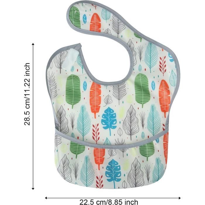 Bavoirs Bébé PandaEar Lot De 3 - Imperméables, Lavables, Légers - Poche Flip-over Anti-déversement - Pour 5 à 36 Mois - Confort Coton Doux