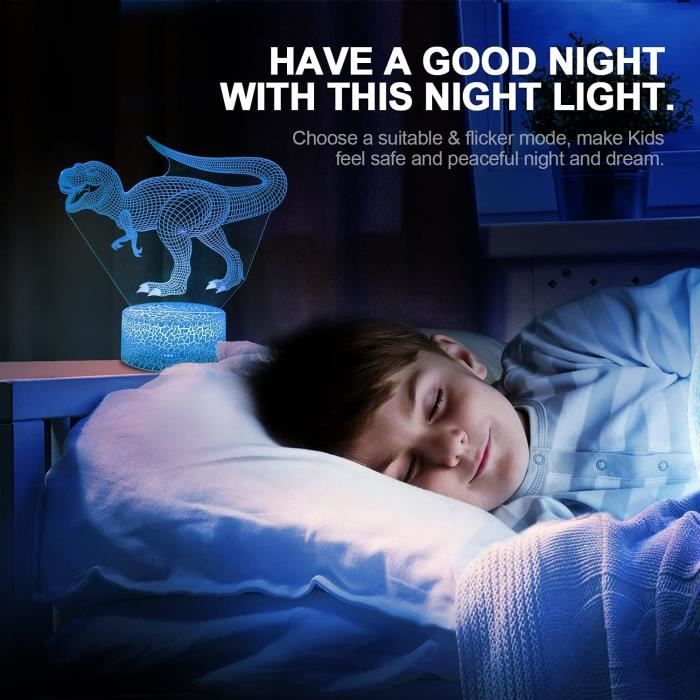 Veilleuse 3D Pour Enfants, Veilleuse Illusion 3D, Veilleuse LED, Lumières à Intensité Variable Tactile, 7 Couleurs Changeantes, Décoration De Chambre