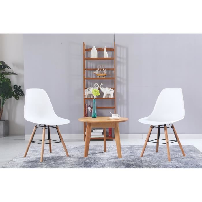 Lot de 2 chaises en simili et pieds en bois naturel - bergen House