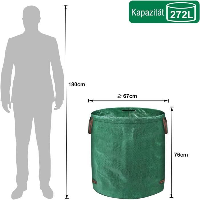 QOEOTUY Sacs De Jardin 3 X 272 L U2013 Sacs à Déchets De Jardin