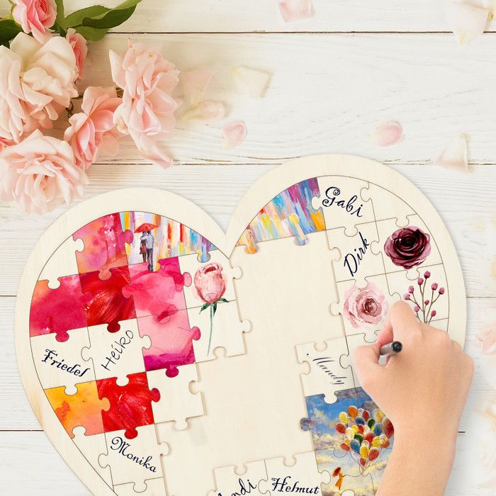 Puzzle Rel Relaxdays Puzzle coeur XXL, livres invités mariage, baptêmes et ...