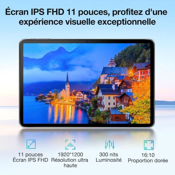 ZIBATIS Tablette 10,4 Pouces Android 11 - 2Go RAM 32Go ROM, Écran IPS, WiFi 6, 5000mAh - Gris