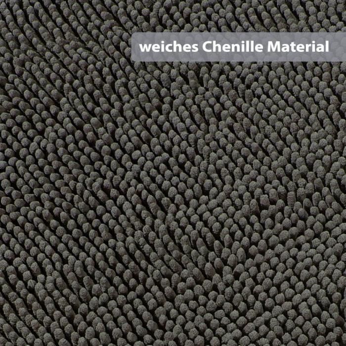 Tapis De Douche Moelleux PANA Chenille - Antidérapant Avec Fond PVC - Dimensions 50x80cm Et 45x45cm - Lavable à 30°C