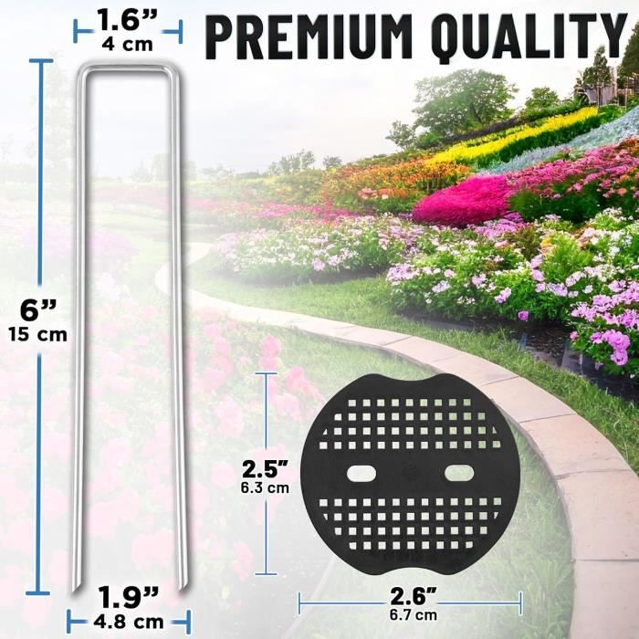 Piquets De Jardin En U Galvanisés - Lot De 50 - 150 Mm - Pour Fixer Toile Anti-mauvaises Herbes, Gazon
