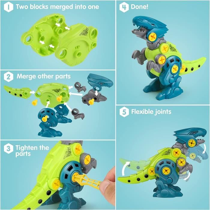 Jouet électrique mécanique de dinosaure de jet, jouets éducatifs de dinosaure d'assemblage de