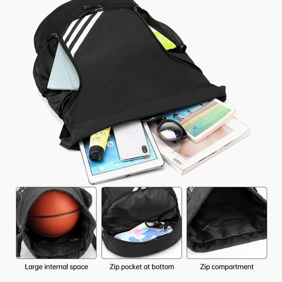 Sac à Dos Cordon étanche – Avec Compartiment Chaussures, Poche Filet Bouteille, En Oxford, Pour Sport Et Voyage