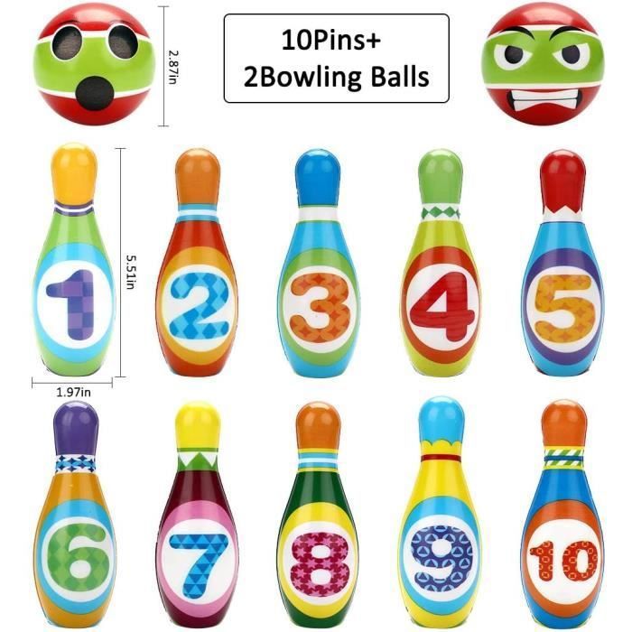 Jeu De Bowling Gonflable – 10 Quilles + Boule En PVC, Pour Enfants Et Adultes, Intérieur Et Extérieur