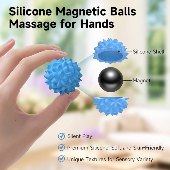 Gestion Stress Tdah Autisme 8 Balles Magnétiques Anti-stress Feegela En Silicone - Textures Variées Pour Relaxation, Gestion TDAH, Autisme (vert) Outil Relaxation TDAH Autisme