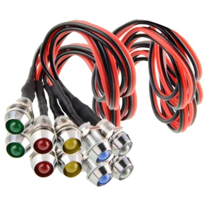 Voyant LED MOMOALA 12V – Indicateur De Tableau De Bord 10mm – Rouge, Jaune, Bleu, Vert Ou Blanc – Facile à Installer