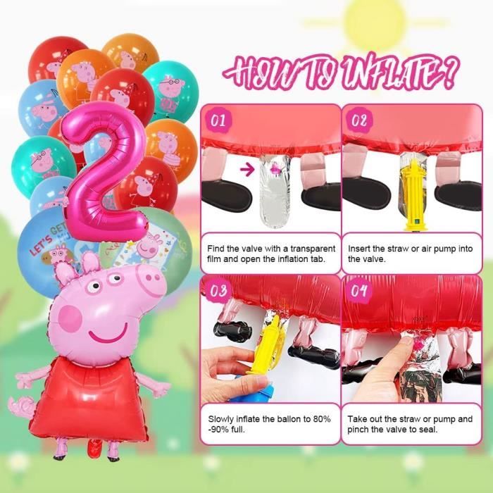 Ballons Peppa Pig Et Schorsch - Lot De 2 Pour Décoration D'anniversaire à L'hélium