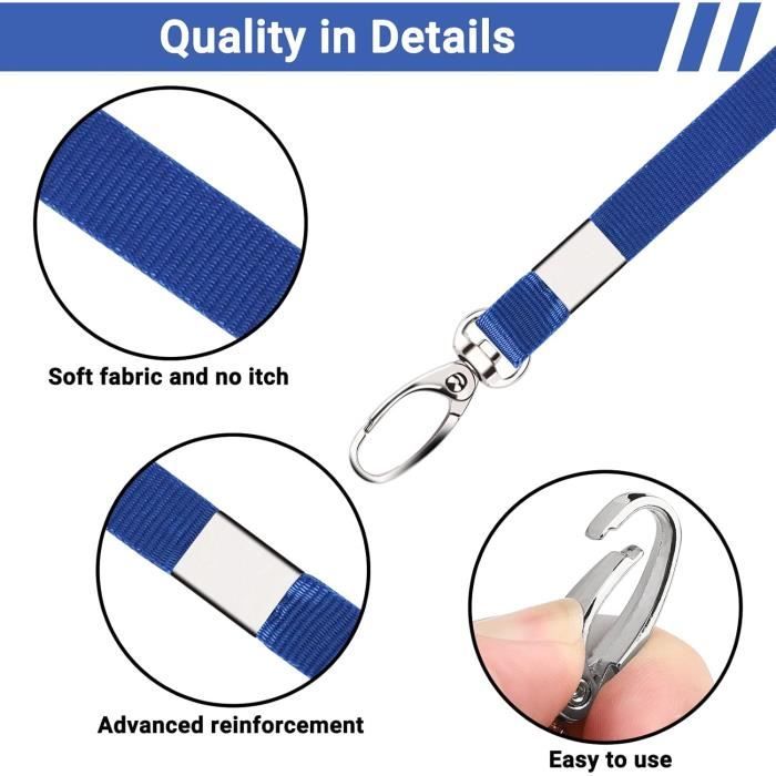 36 Cordons Bleus Avec Clip Pivotant Pour Badge - Porte-carte En Nylon Et Métal