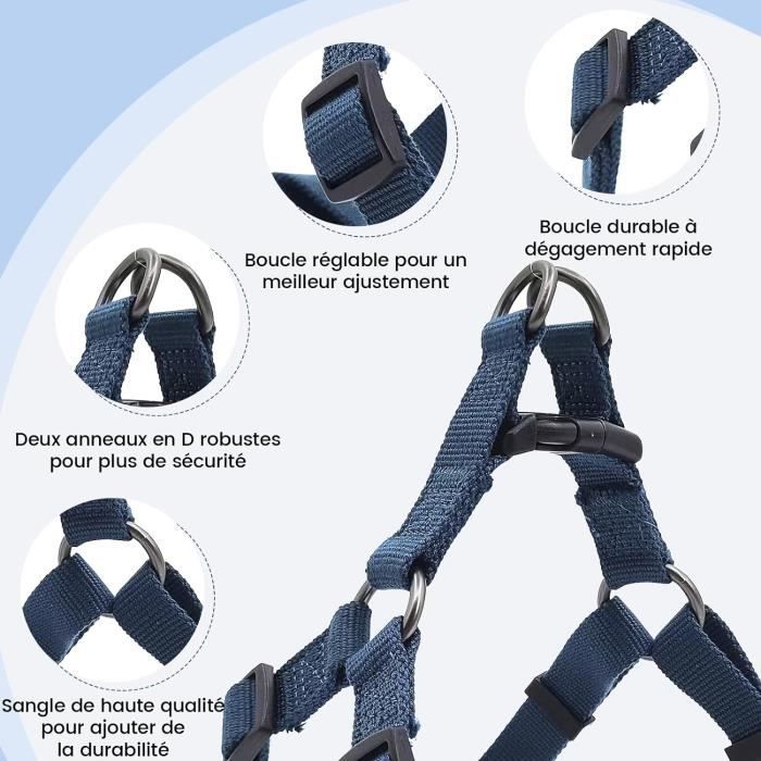 Harnais en maille réglable pour chiens, BLEU MARIN S/M