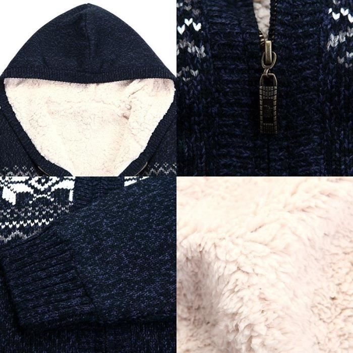 Cardigan Homme KUDORO à Capuche Zippé - Maille épaisse, Décontracté, Plusieurs Coloris