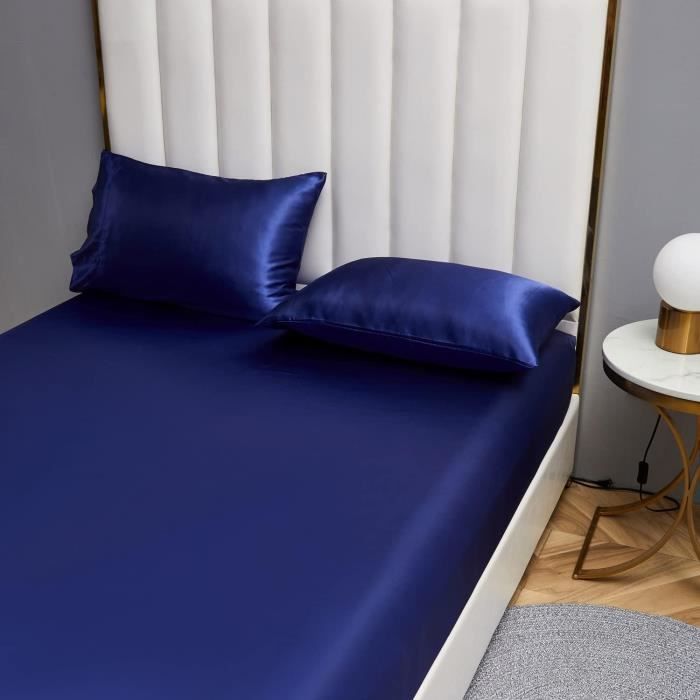 Drap-Housse Satin 200x200 Cm Beige Luxueux - Toucher Soie Brillante, Élastique Tout Autour, Pour Matelas Jusqu'à 30 Cm