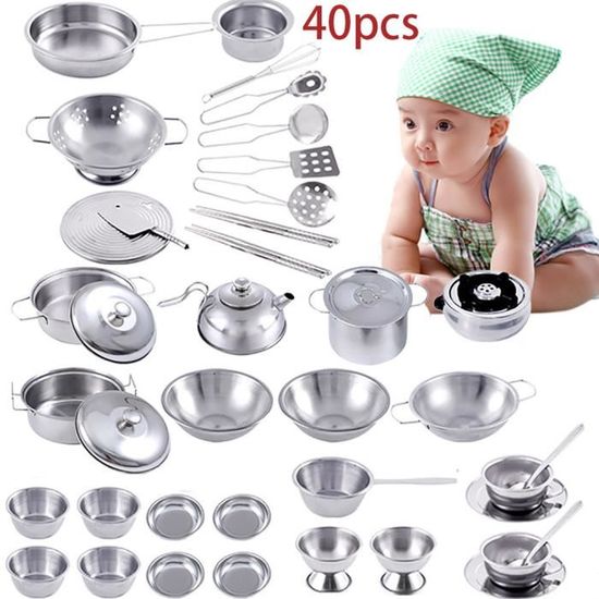 18 Pcs Set Enfants Play Maison Cuisine Jouets Batterie de cuisine Ustensiles  de cuisine Pots Pans cadeau - Cuisine enfant - Achat & prix