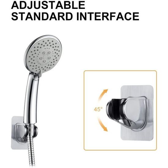 Support de support de pommeau de douche à main réglable, adaptateur de  pommeau de douche adhésif 3M en plastique pour salle de bain, étanche, fixé  au
