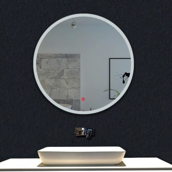 Aica Miroir Salle De Bain Rond F60cm Interrupteur Tactile Tactile Anti Buee 24w Miroir Lumineux 6000k Cdiscount Maison