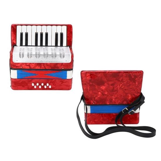 Accordéon 17 Touches 8 Basses Niveau Piano - Instrument Portable Pour Débutants Et Adultes (Rouge)
