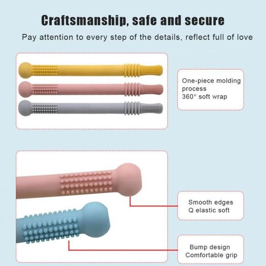 Tubes De Dentition En Silicone Creux Pour Bébé - Anneaux Souples Anti-Douleur, Jouet Molaire Sensoriel 0-24 Mois, Rose Bleu Vert Avec Brosses De Nettoyage