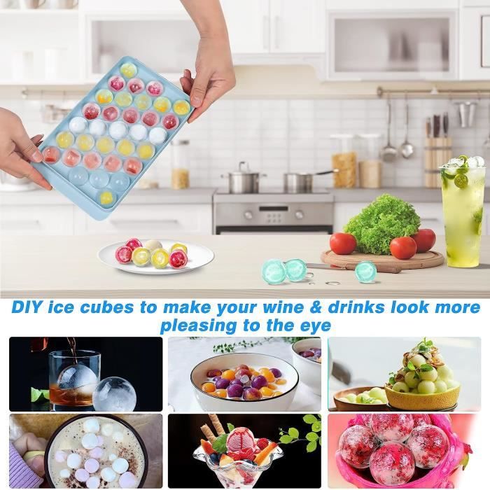 Bac à Glaçons Pour Congélateur Avec Récipient - Machine à Glaçons 48 Cubes, Facile à Presser Pour Libérer Glace (Blanc