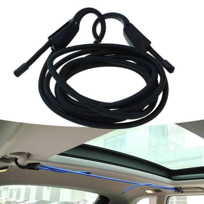 Noir 1.5 m - Sangle élastique en caoutchouc, corde à linge de voiture,  crochet pour porte-bagages coffre RV