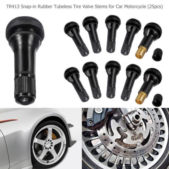 TR413 Tiges de Valve pneu Tubeless enfichable caoutchouc pour voiture moto  (25pcs) - Cdiscount Auto
