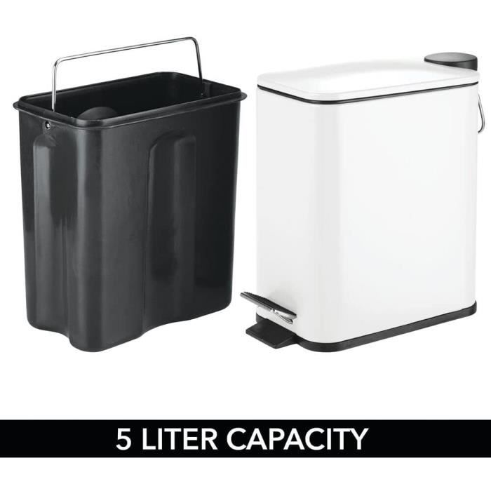 Petite poubelle rectangulaire – poubelle cuisine 5L en métal à pédale,  couvercle et seau en plastique – poubelle de bureau, cui77 - Cdiscount  Maison