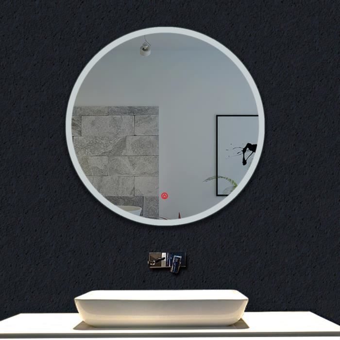 Aica sanitaire 120x70cm Miroir de salle de bain lumineux LED avec anti-buée  et interrupteur tactile intégré