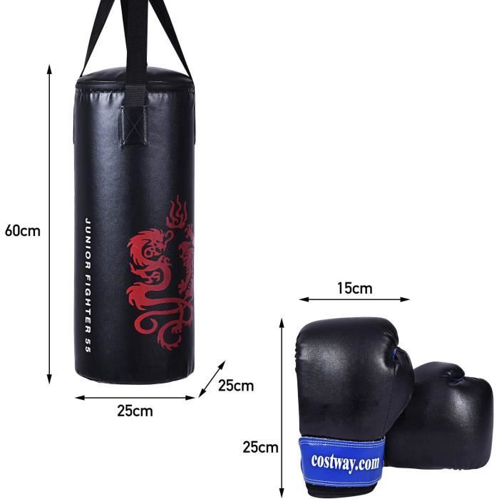 Sac de Boxe Sac de Frappe Kit Boxe Avec Gants Chaîne Suspension Sac Vide  100 cm -Sandbag est vide, pas de remplissage - Cdiscount Sport