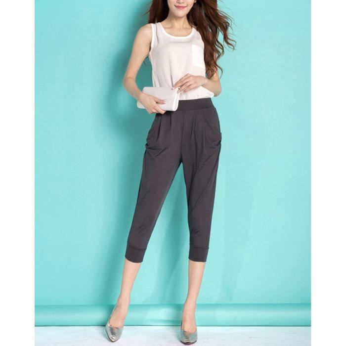 Minetom Pantacourt Femme Pantalons Courts 3 4 Sarouel Casual Et
