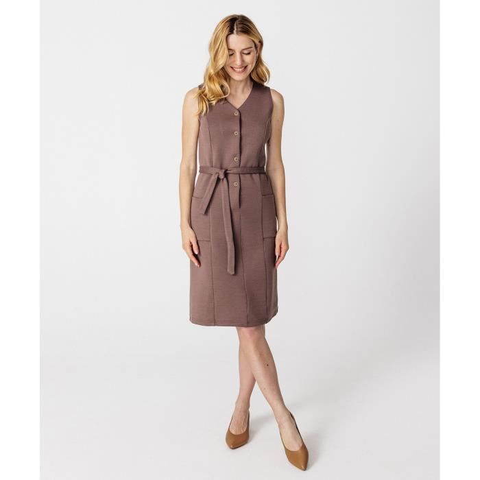 Robe Damart Robe chasuble maille milano Thermolactyl Taupe