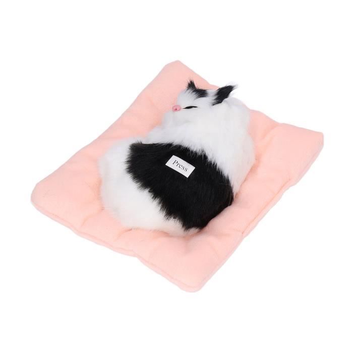 Peluche chat réaliste qui respire - Jouet chat endormi avec coussin -  Cadeau spécial - Cdiscount
