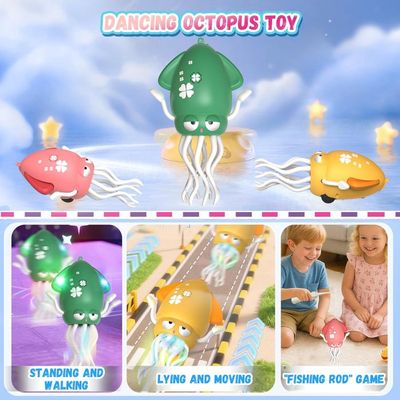 Jouet électrique En Forme De Pieuvre Dansant - Évitement Automatique - Avec Lumières LED Et Musique - Évitement Automatique Des Obstacles - Rechargeable Par USB - Vert