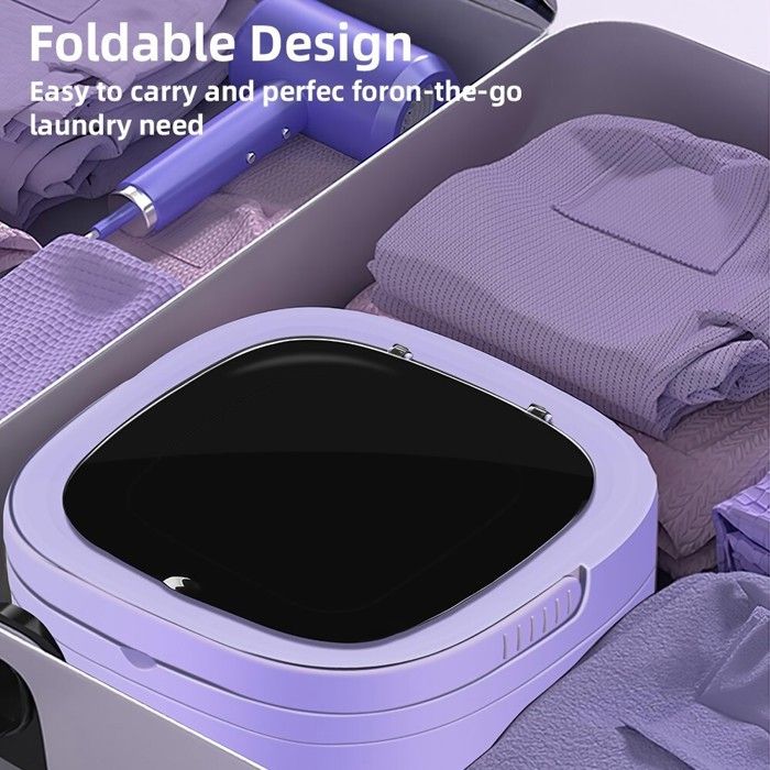Mini Machine à Laver Portable 11L - Automatique & Pliable - Pour Camping, Van, Voyages - Tuyau De Vidange Inclus