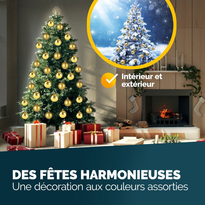 Boules De Noël Dorées 4cm - Lot De 32 Pour Sapin Et Décoration Intérieur/Extérieur - 10