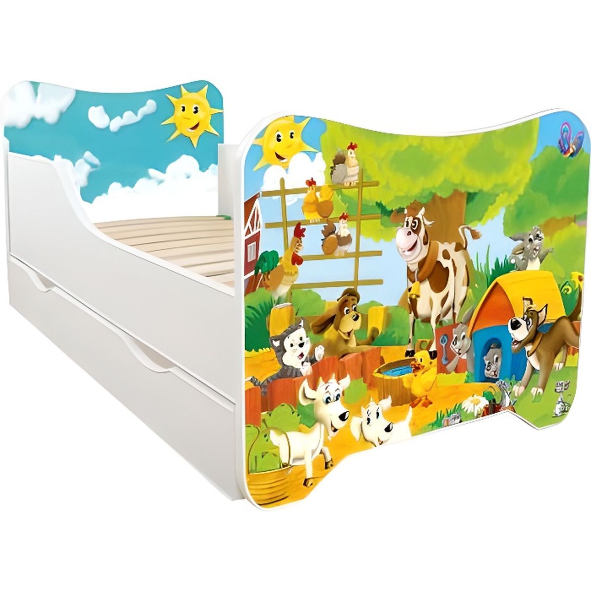 Lit Enfant EMMA 80x160 Avec Matelas + Sommier + Tiroir En Blanc